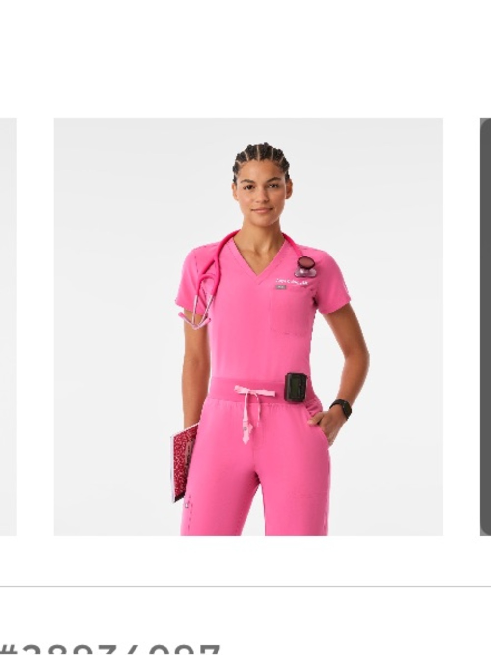 Figs Women's One-Pocket Scrub Top in F’ing pink